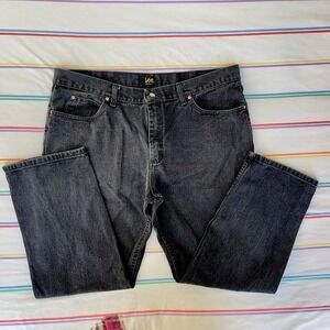 Men's Black Lee Jeans Regular Fit, 100% cotton Straight‎ Leg 42x30 - 2008908